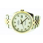 Rolex Datejust 18k Yellow Gold Fluted Bezel White Diamond Dial 36mm Automatic Watch